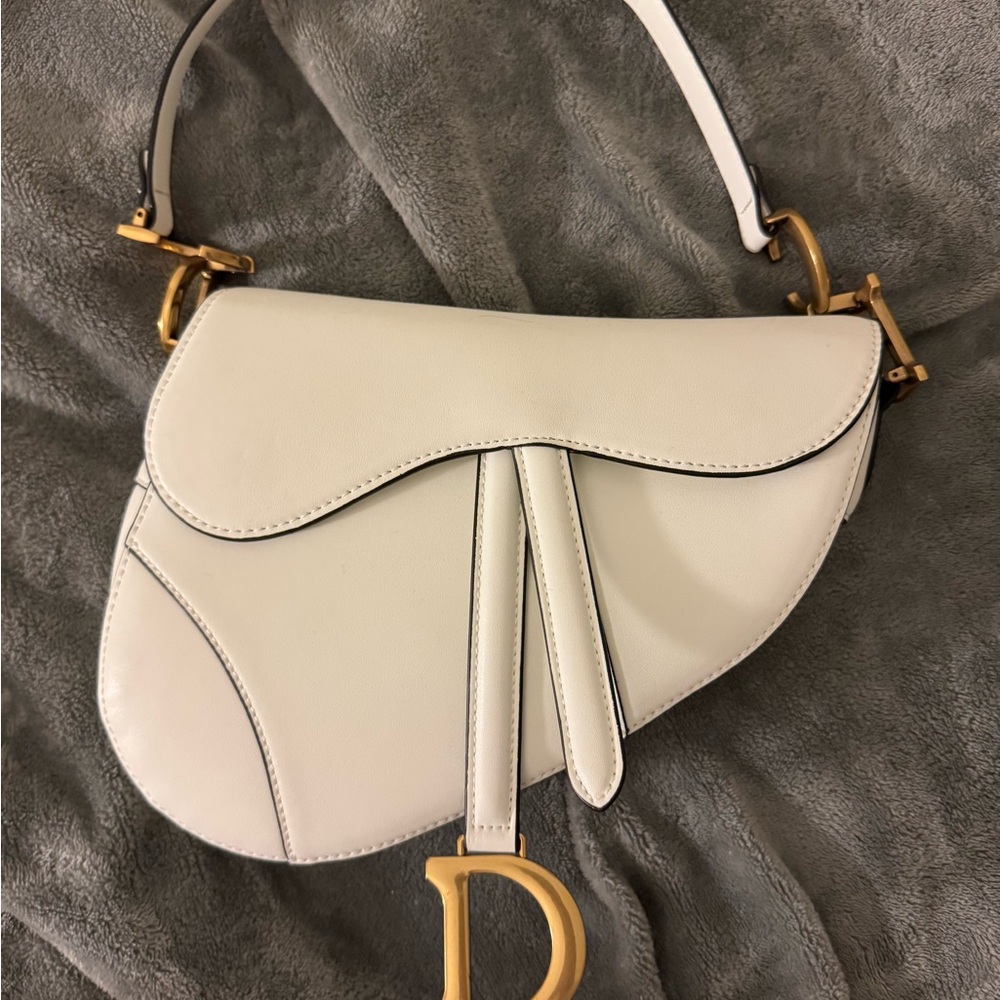CD saddle white smooth leather w/ strap
